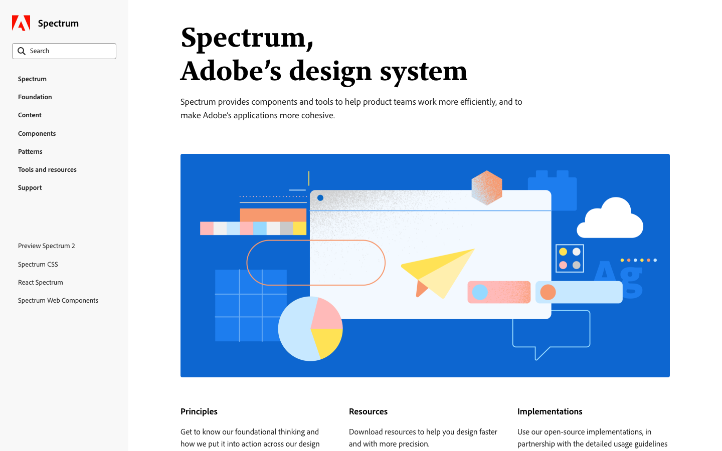 Screenshot of the Adobe Spectrum design system